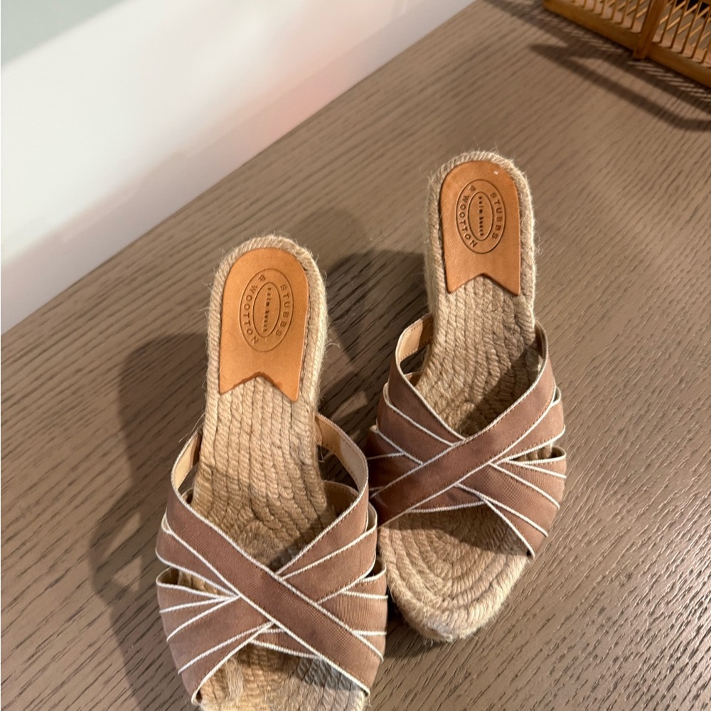Stubbs & Wootton Brown Espadrille Slides